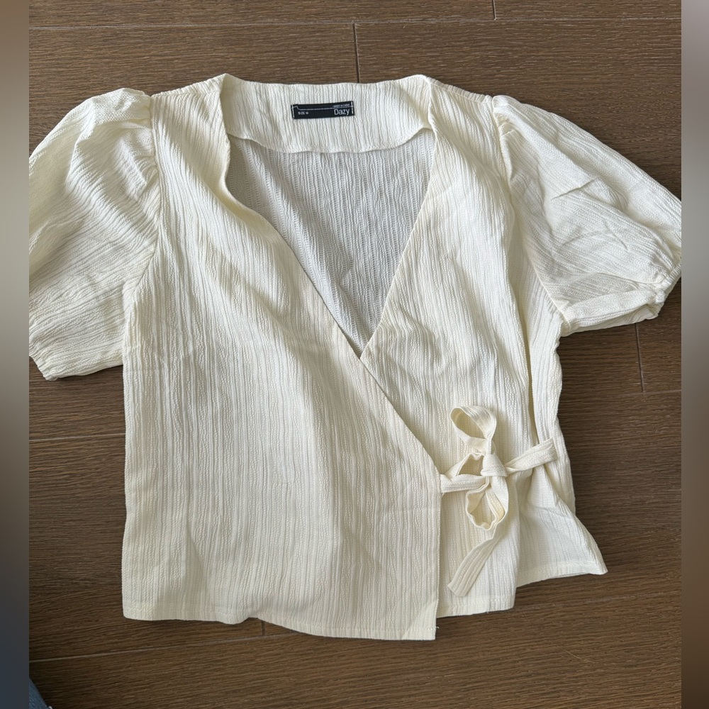 Cream wrap blouse